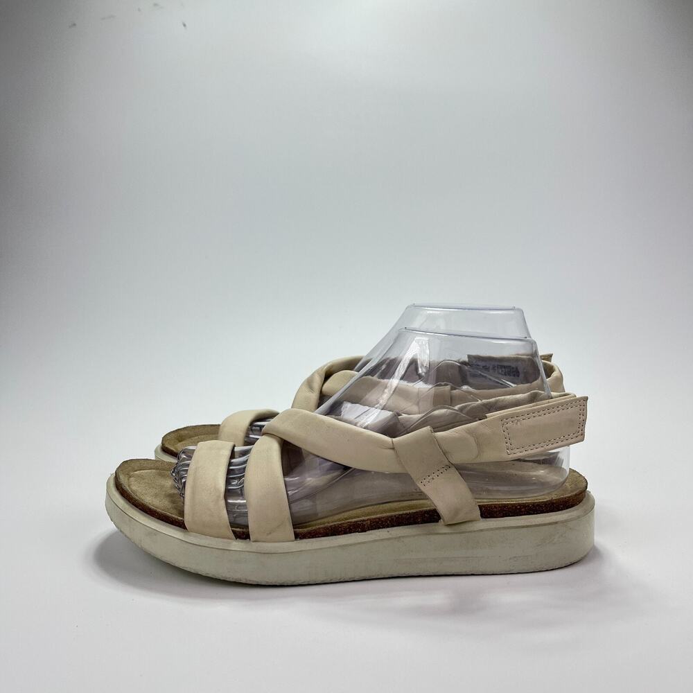 Ecco Corksphere Beige Limestone Open Toe Slip On Strappy Sandals Women 9-9.5 - Picture 2 of 11